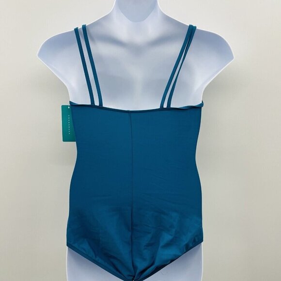 Aqua Green Womens Large UPF 50 Double Strap Asymmetrical One Piece Swimsuit 1977 - Picture 7 of 9